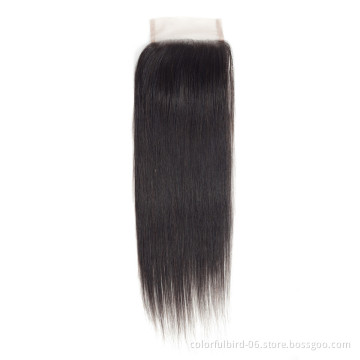 Straight Closure Swiss Lace Closures Remy 100% Human Hair Closure Peruvian  4x4 Straight human hair